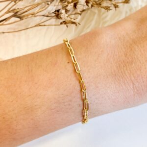 Pulseira Elos Retangulares 2MM em Ouro 18K