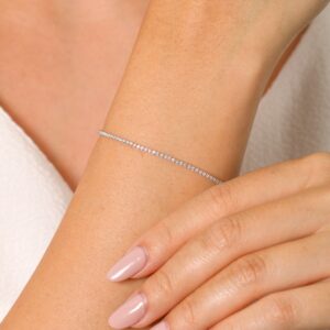 Pulseira Riviera 1,5MM em Ródio Branco