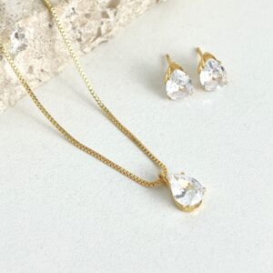 Conjunto Ponto de Luz Gota 50cm em Ouro 18K