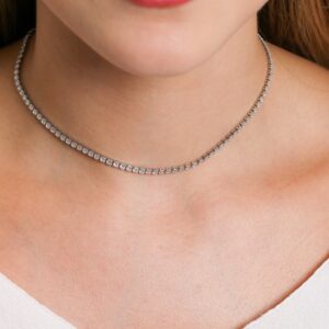 Colar Choker Riviera Cristal 2MM em Ródio Branco