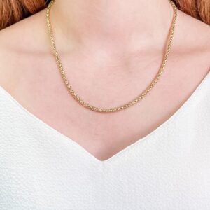 Colar Choker Elo Pipoca em Ouro 18K