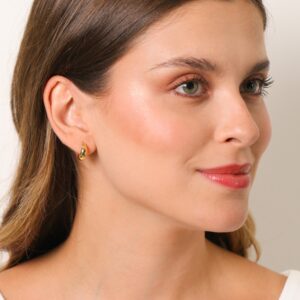 Brinco Argola Meio Abaulada Lisa Pequena banho em ouro 18K