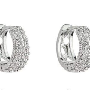 Brinco M Argola Cravejada Delicada em Ródio Branco